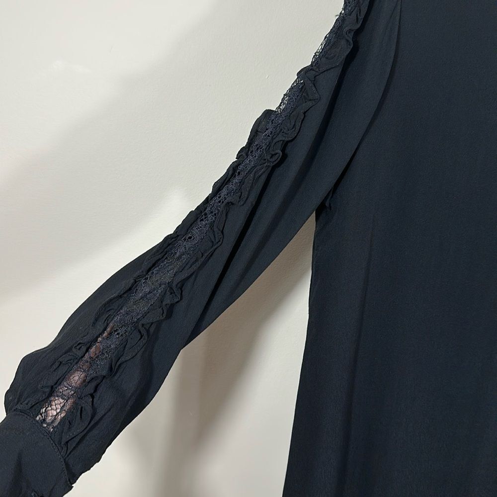 Fiorella Rubino Black Longsleeve Mesh Detail Evening Top Viscose Women Size 10 - Picture 5 of 10